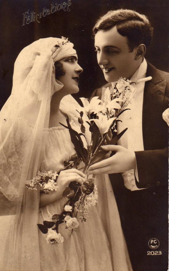 carte ancienne - félicitations  lors d'un mariage